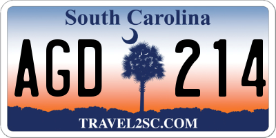 SC license plate AGD214