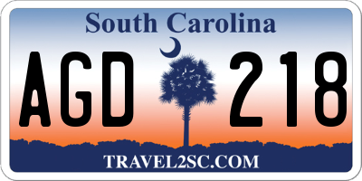 SC license plate AGD218