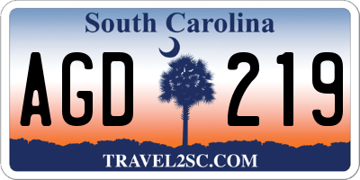 SC license plate AGD219