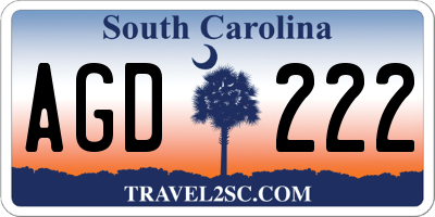 SC license plate AGD222