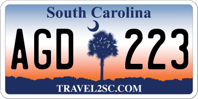 SC license plate AGD223