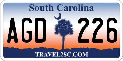 SC license plate AGD226