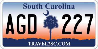 SC license plate AGD227