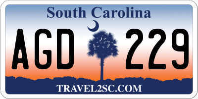SC license plate AGD229