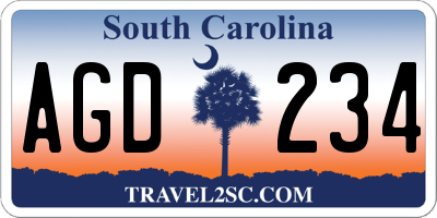 SC license plate AGD234