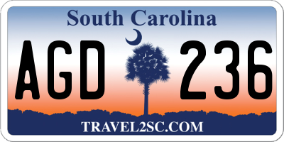 SC license plate AGD236