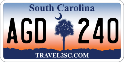 SC license plate AGD240