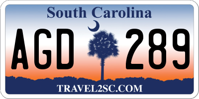 SC license plate AGD289