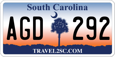 SC license plate AGD292