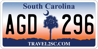 SC license plate AGD296