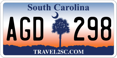 SC license plate AGD298