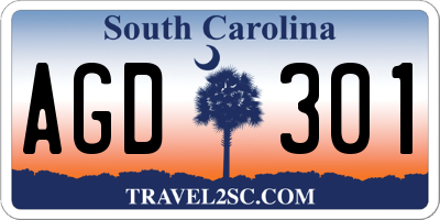 SC license plate AGD301