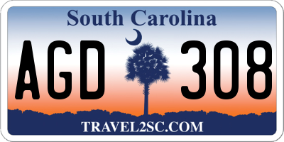 SC license plate AGD308