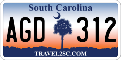 SC license plate AGD312