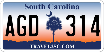 SC license plate AGD314