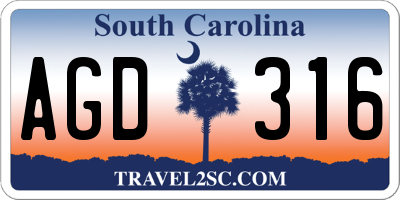 SC license plate AGD316