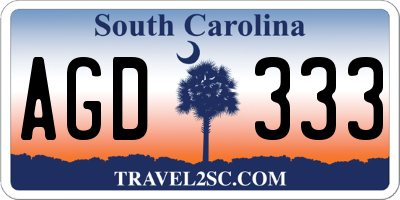 SC license plate AGD333