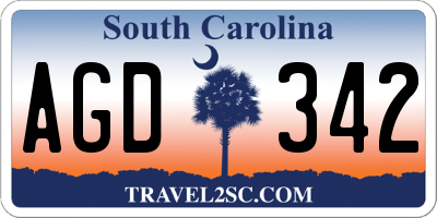 SC license plate AGD342