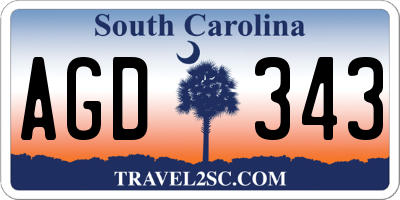 SC license plate AGD343