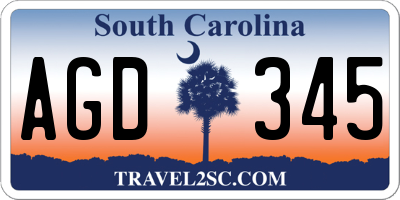 SC license plate AGD345
