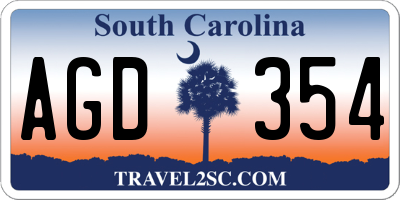 SC license plate AGD354