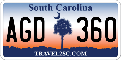 SC license plate AGD360