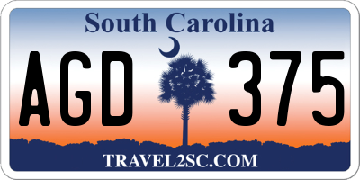 SC license plate AGD375