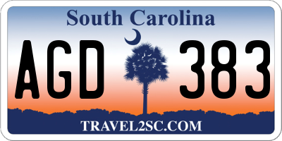 SC license plate AGD383