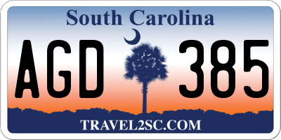 SC license plate AGD385