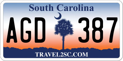 SC license plate AGD387