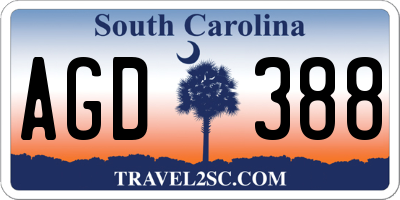 SC license plate AGD388