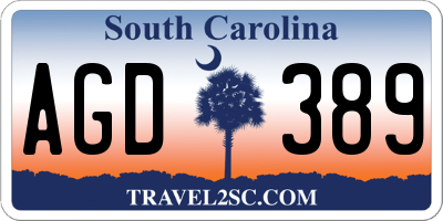 SC license plate AGD389