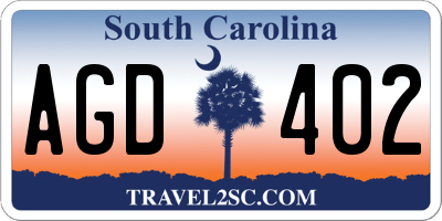 SC license plate AGD402