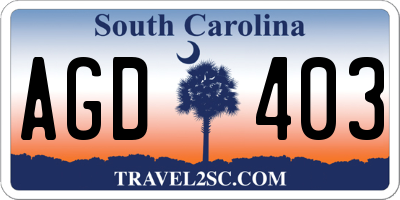 SC license plate AGD403