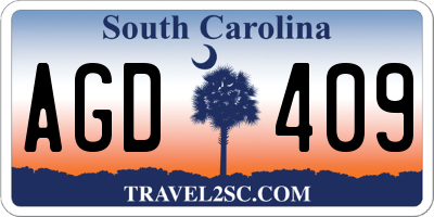 SC license plate AGD409