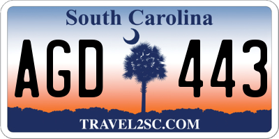 SC license plate AGD443