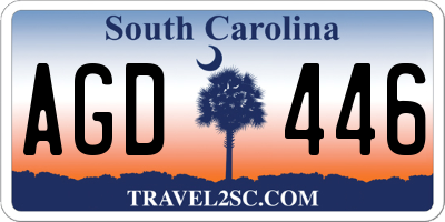 SC license plate AGD446