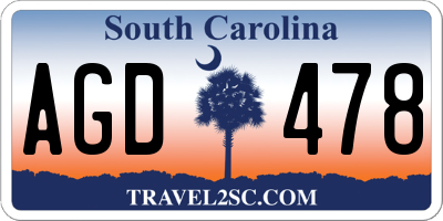SC license plate AGD478