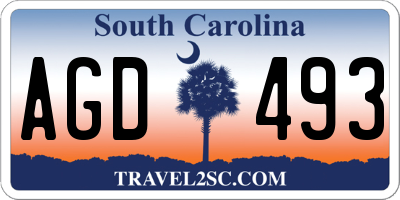 SC license plate AGD493