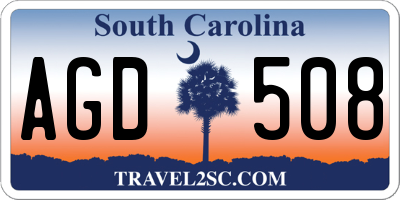 SC license plate AGD508