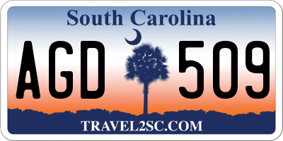SC license plate AGD509