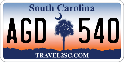 SC license plate AGD540