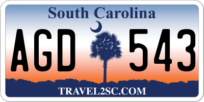 SC license plate AGD543