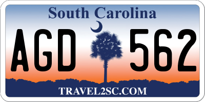 SC license plate AGD562