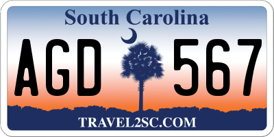 SC license plate AGD567