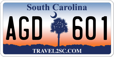 SC license plate AGD601