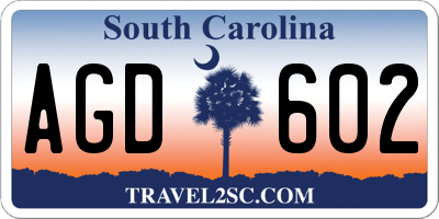SC license plate AGD602