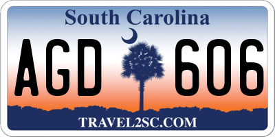 SC license plate AGD606