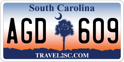 SC license plate AGD609
