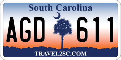 SC license plate AGD611